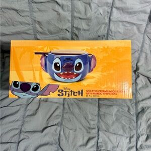 Disney Stitch Blue Ceramic Bowl with Chopsticks